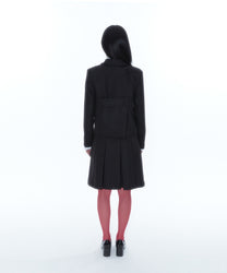 Ribbon Preppy Pleated Skirt (Black)