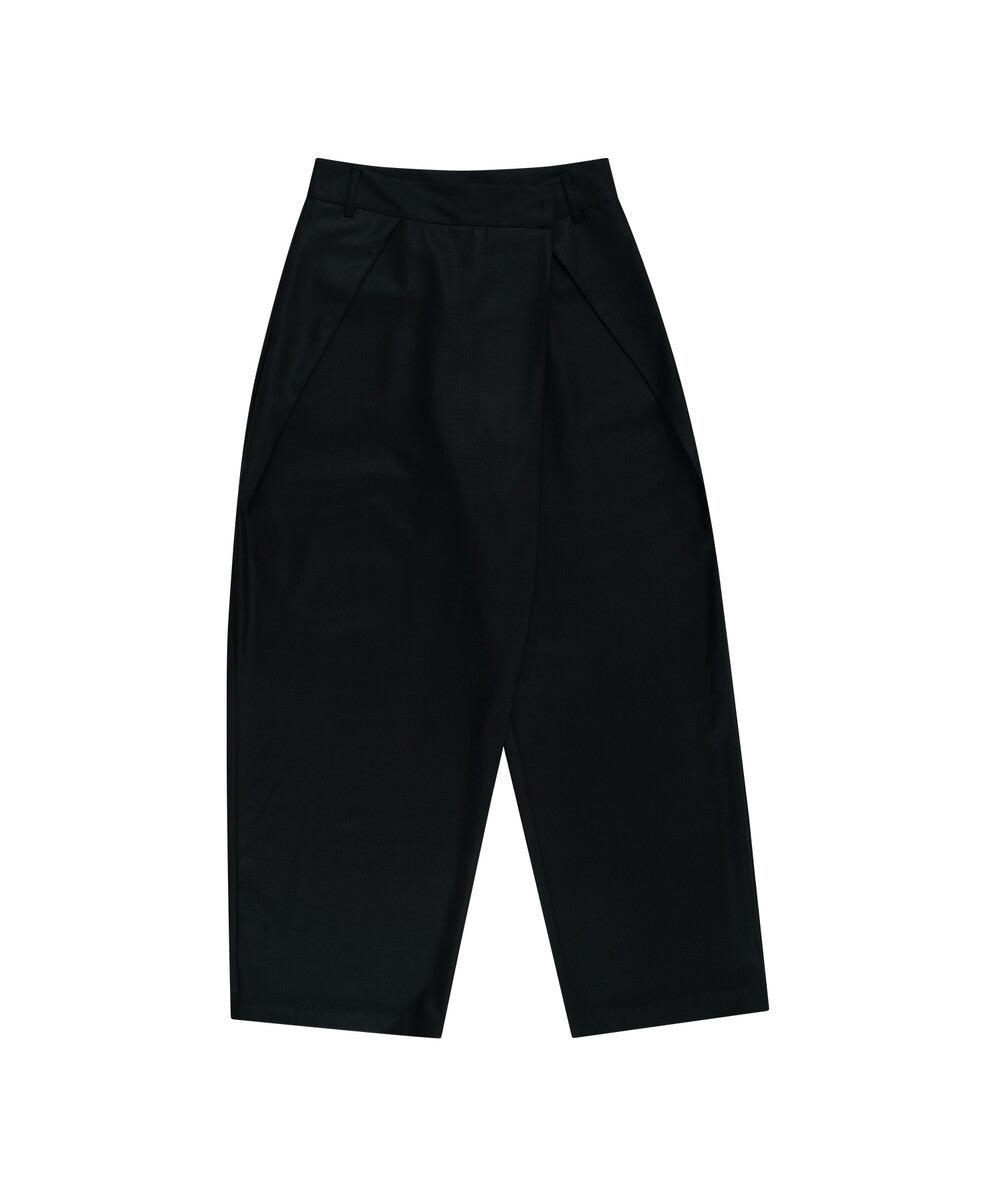 Pintuck Asymmetric Trousers (Black)