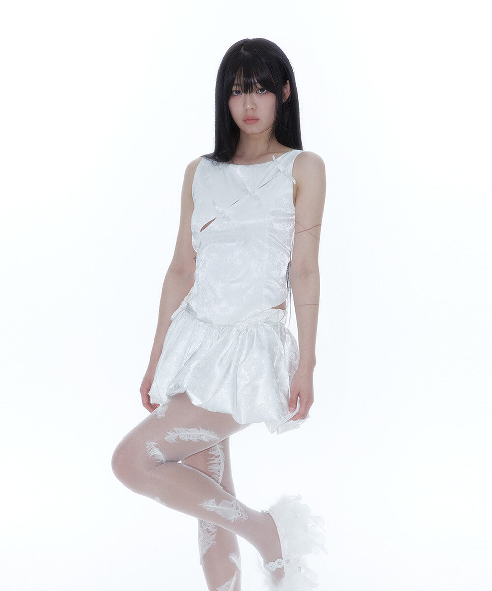 Fairy Ribbon Bubble Skirt (White)
