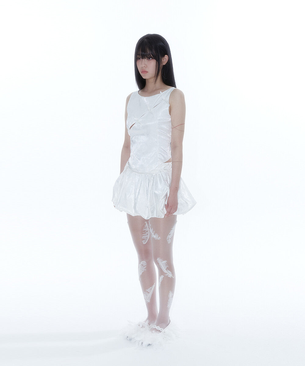 Fairy Ribbon Bubble Skirt (White)