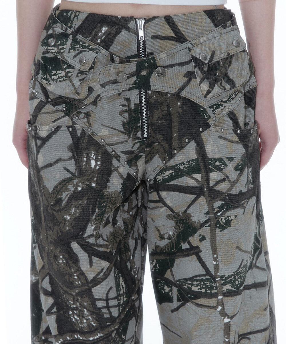 Belt Rivet Oval Pants (Camo)