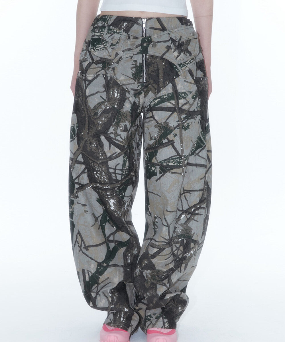 Belt Rivet Oval Pants (Camo)