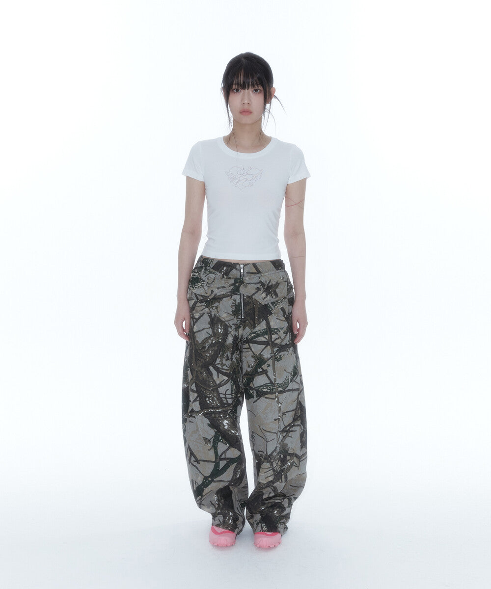 Belt Rivet Oval Pants (Camo)