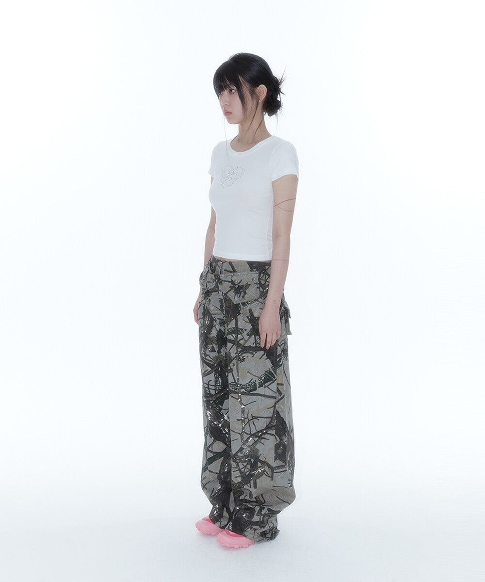 Belt Rivet Oval Pants (Camo)