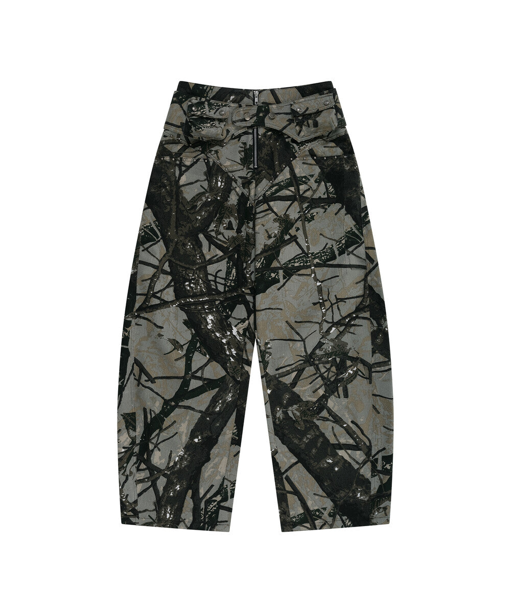 Belt Rivet Oval Pants (Camo)