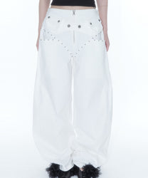 Belt Rivet Oval Pants (Off White)