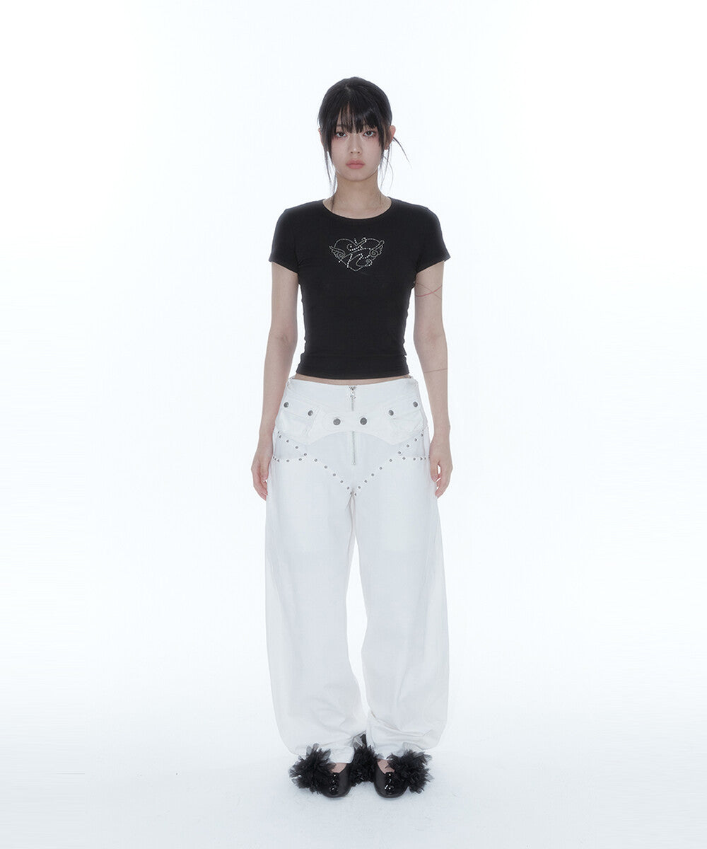 Belt Rivet Oval Pants (Off White)