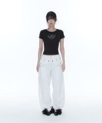 Belt Rivet Oval Pants (Off White)