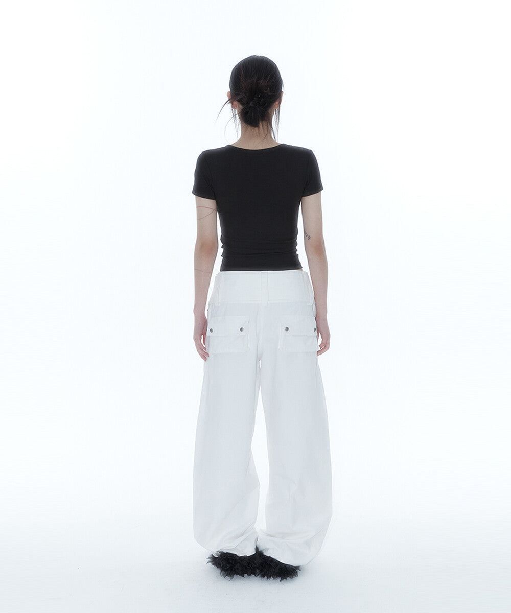 Belt Rivet Oval Pants (Off White)