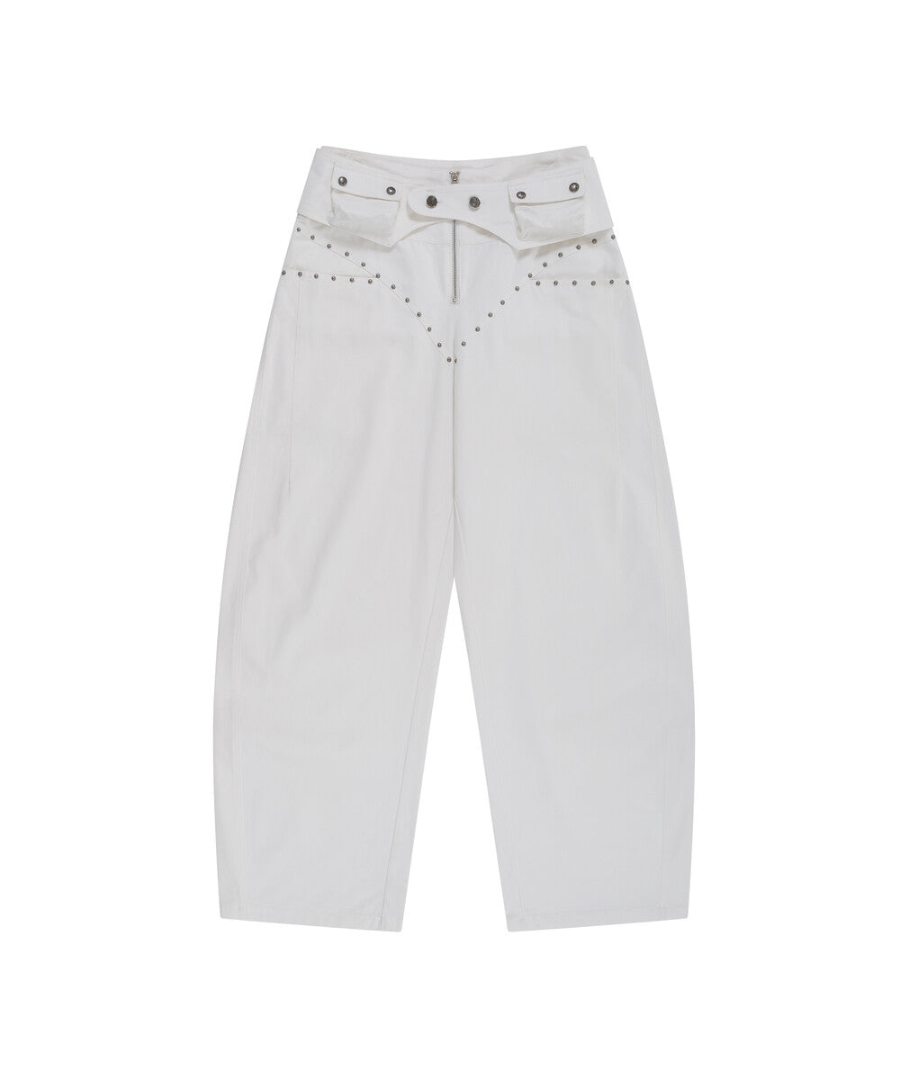 Belt Rivet Oval Pants (Off White)