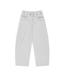 Belt Rivet Oval Pants (Off White)