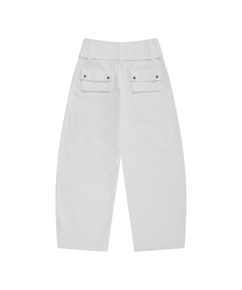Belt Rivet Oval Pants (Off White)