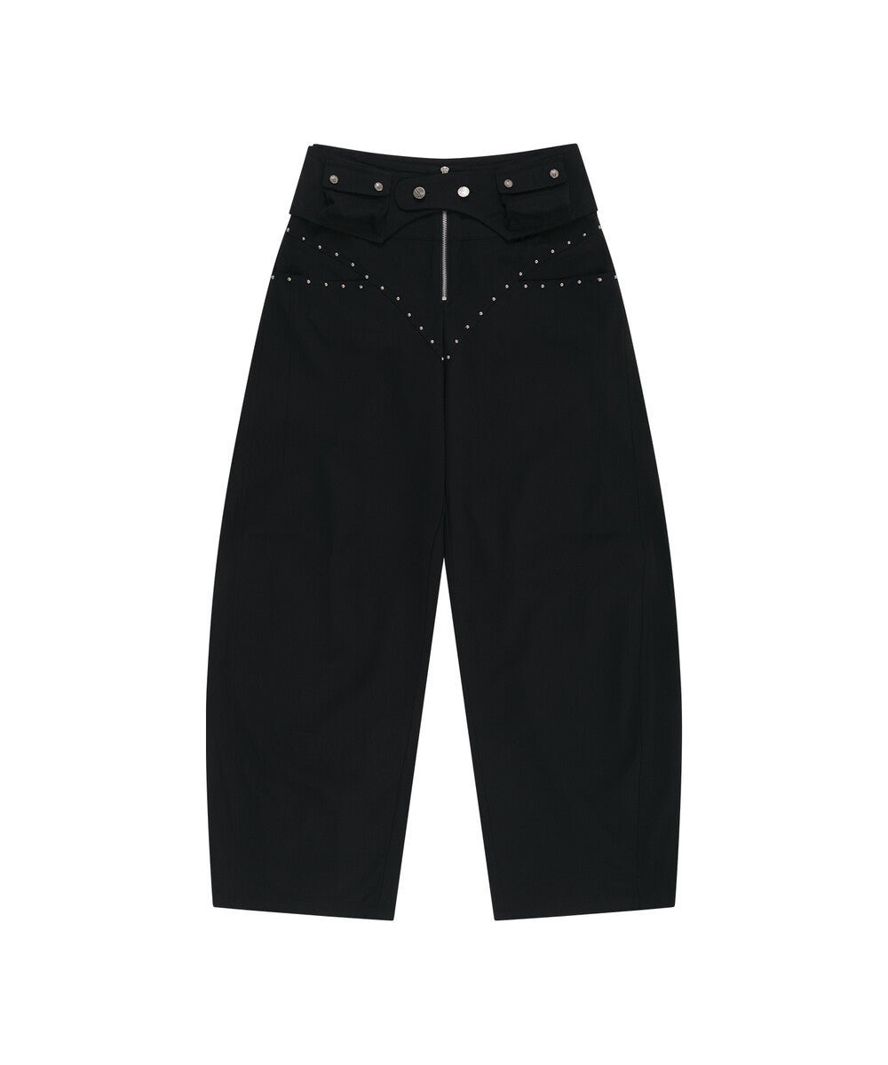 Belt Rivet Oval Pants (Black)
