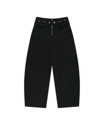 Belt Rivet Oval Pants (Black)