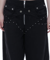 Belt Rivet Oval Pants (Black)