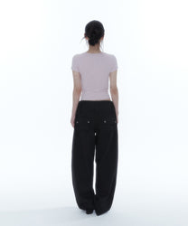 Belt Rivet Oval Pants (Black)