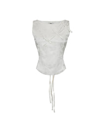 Ribbon Paneled Sleeveless (White)