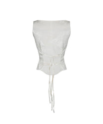 Ribbon Paneled Sleeveless (White)