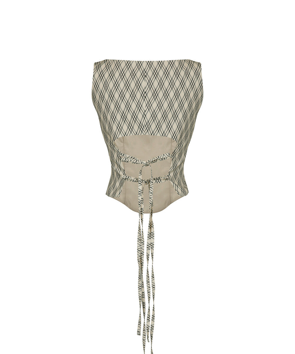 Ribbon Paneled Sleeveless (Checked)