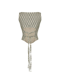 Ribbon Paneled Sleeveless (Checked)