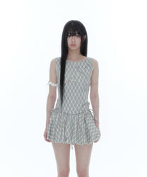 Ribbon Paneled Sleeveless (Checked)