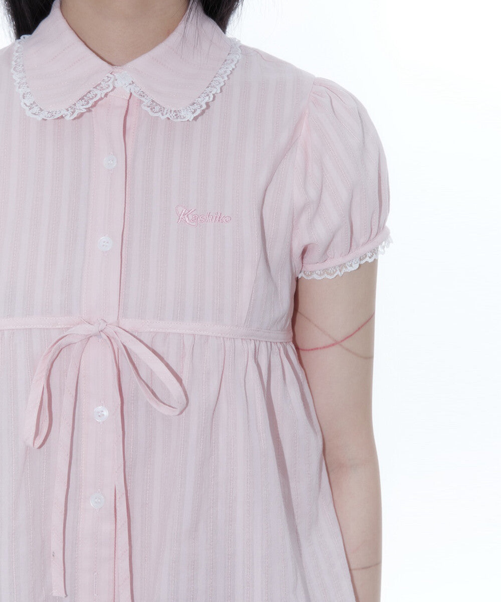 Puff Sleeve Lace Shirt (Pink)