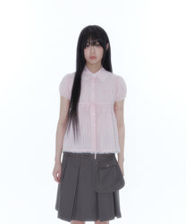 Puff Sleeve Lace Shirt (Pink)