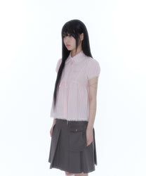 Puff Sleeve Lace Shirt (Pink)