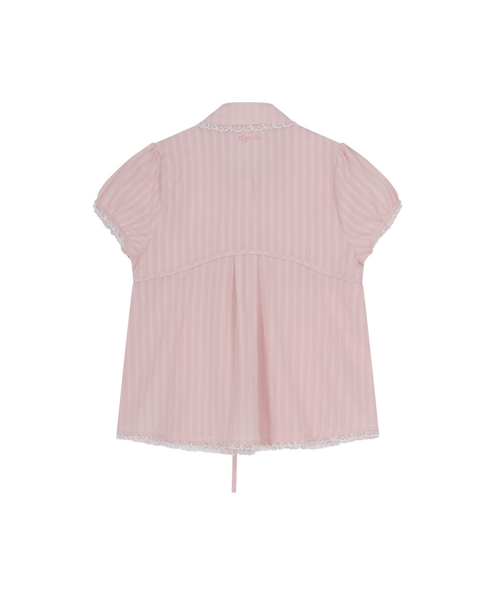 Puff Sleeve Lace Shirt (Pink)