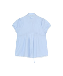 Puff Sleeve Lace Shirt (Blue)