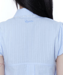 Puff Sleeve Lace Shirt (Blue)