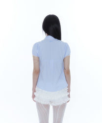Puff Sleeve Lace Shirt (Blue)