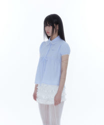 Puff Sleeve Lace Shirt (Blue)