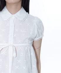 Puff Sleeve Lace Shirt (White)