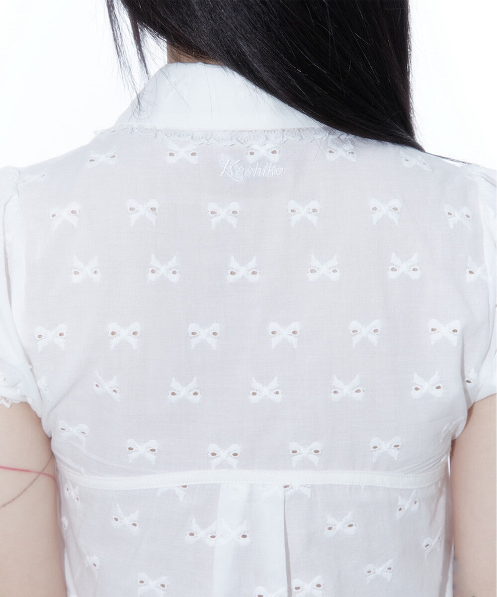 Puff Sleeve Lace Shirt (White)