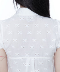 Puff Sleeve Lace Shirt (White)