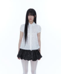 Puff Sleeve Lace Shirt (White)