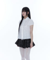 Puff Sleeve Lace Shirt (White)
