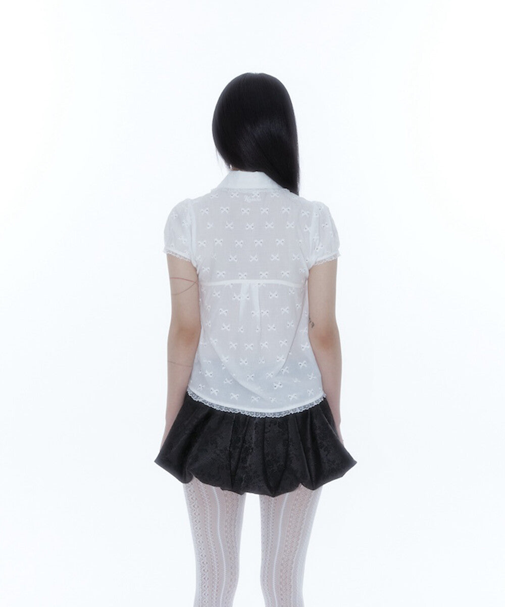 Puff Sleeve Lace Shirt (White)