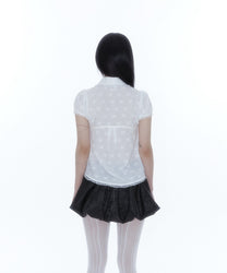 Puff Sleeve Lace Shirt (White)