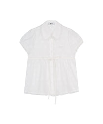 Puff Sleeve Lace Shirt (White)