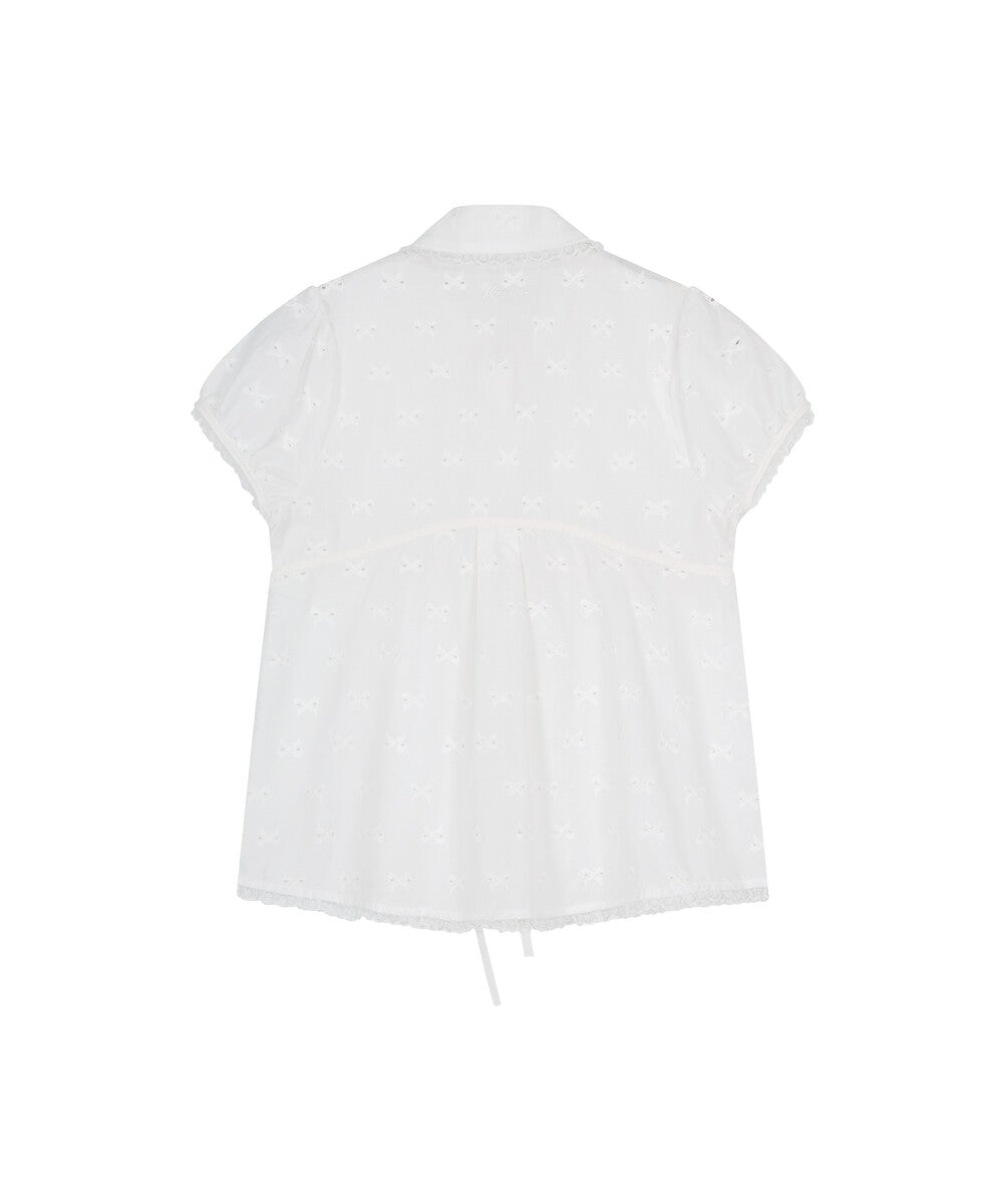 Puff Sleeve Lace Shirt (White)