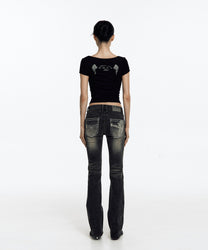 Zen Button Henley Neck Top (Black)