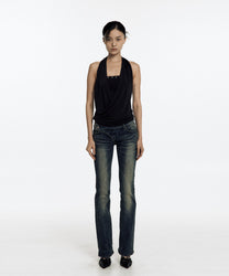 Lowrise Boots Cut Denim Pants (Blue)