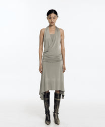 Stud Drape Halter Top (Warm Gray)