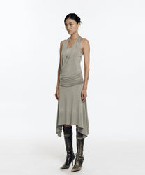 Stud Drape Halter Top (Warm Gray)