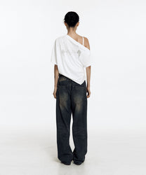 Chain Wide Denim Pants (Rusty Blue)