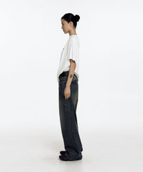 Chain Wide Denim Pants (Rusty Blue)