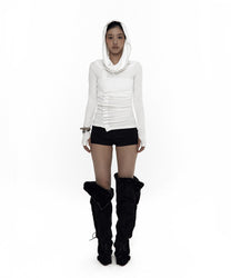 Cowl Button Long Sleeve White