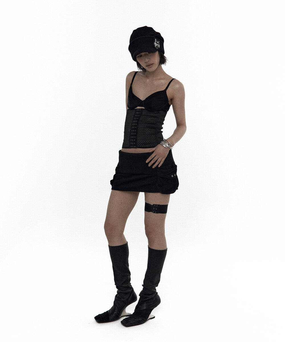 Knit Micro Skirt Black